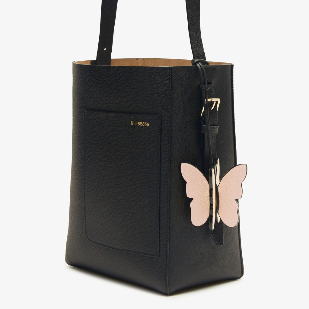 Valextra Charm Farfalla | Pelle di vitello Millepunte | Rosa Bonne Mine/Gallo Crema/Nero | Valextra Nuova