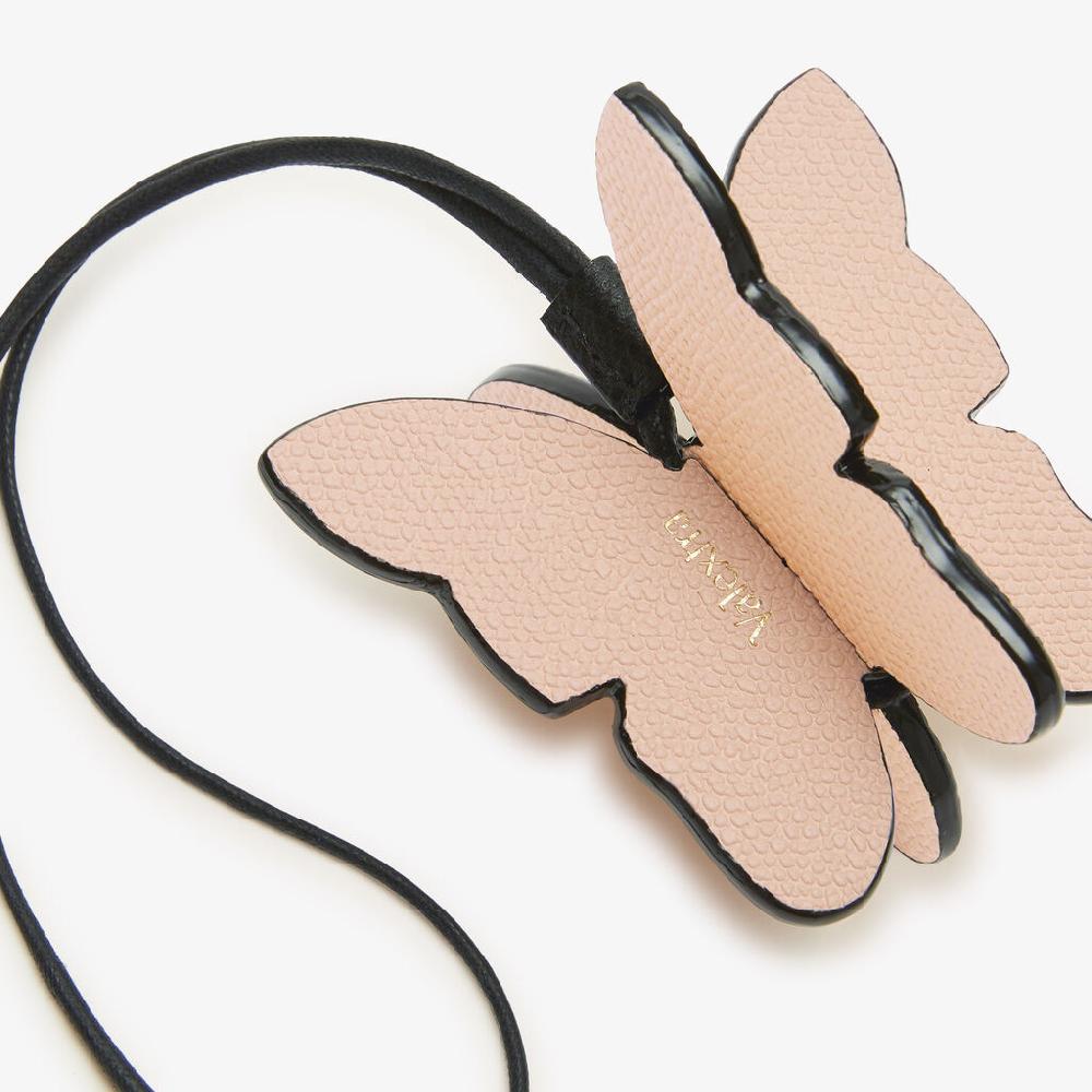Valextra Charm Farfalla | Pelle di vitello Millepunte | Rosa Bonne Mine/Gallo Crema/Nero | Valextra Nuova