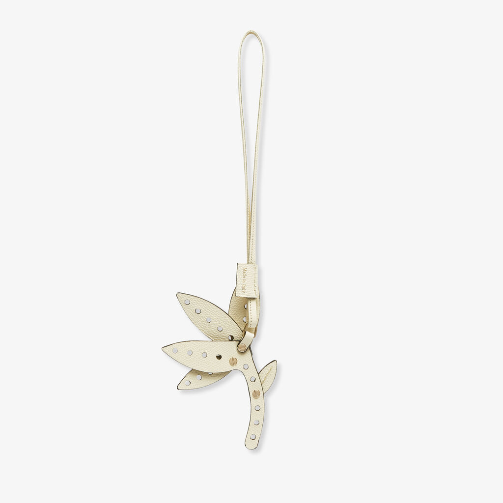 Valextra Charm Engineering Beauty Fiore | Pelle di vitello Millepunte | Bianco Pergamena | Valextra Moda