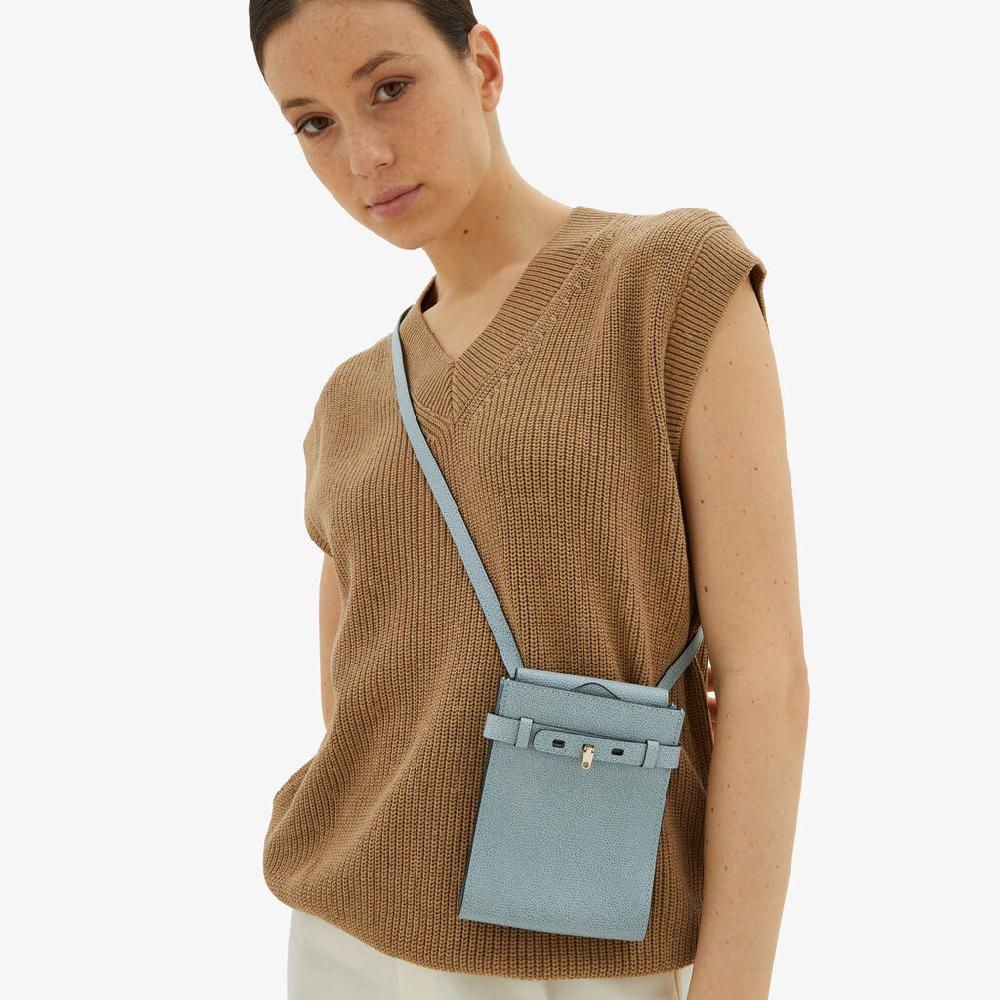 Valextra Borsa a tracolla Micro in Pelle Blu | Valextra Brera In Linea
