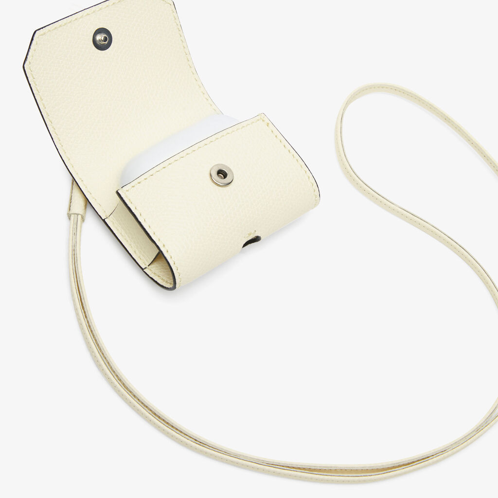 Valextra Porta Airpods Pro con Tracolla in Pelle Bianca | Valextra Nuovo