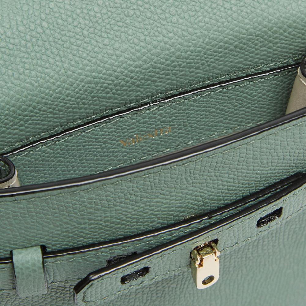Valextra Borsa a Tracolla Brera B-Tracollina Slim Micro | Pelle di vitello Millepunte | Verde Eucalipto | Valextra Qualità