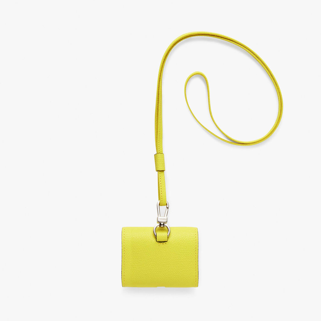 Valextra Porta Airpods Pro con Tracolla in Pelle Gialla Lime | Valextra Vendita