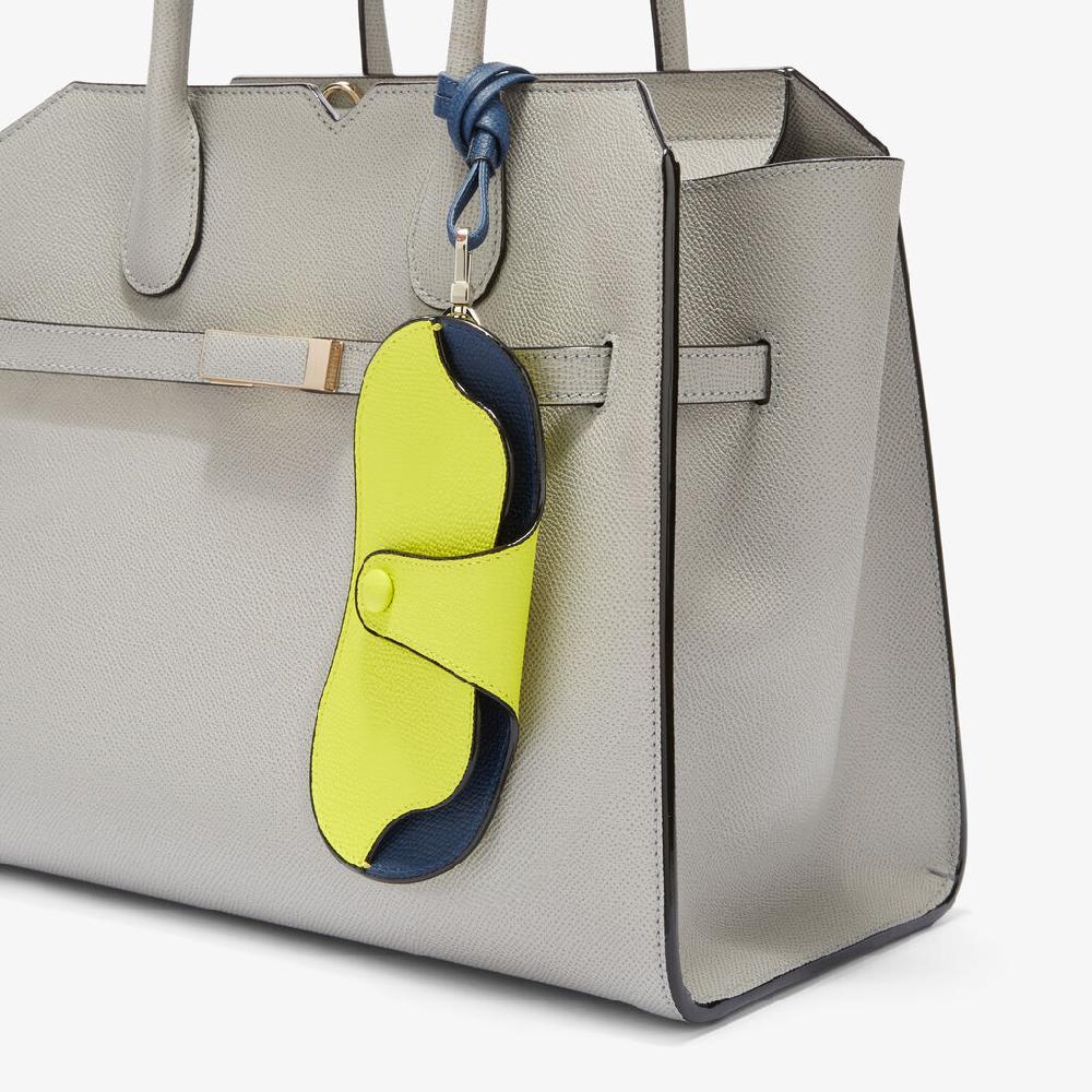 Valextra Custodia occhiali di Lusso in Pelle Gialla lime e Blu | Valextra Spedizione Gratuita