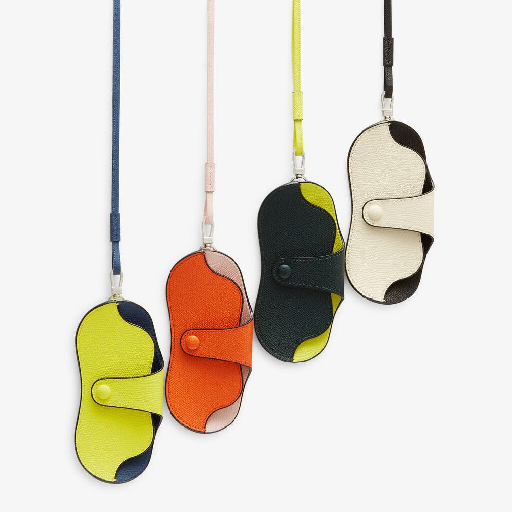 Valextra Custodia occhiali di Lusso in Pelle Gialla lime e Blu | Valextra Spedizione Gratuita