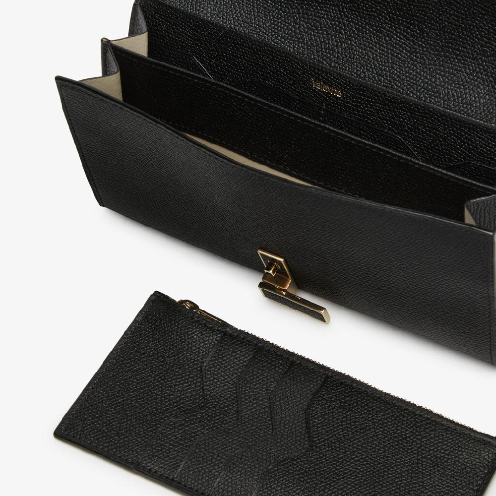 Valextra Portafoglio grande con catena tracolla in Pelle Nera | Valextra Iside Pezzi Unici