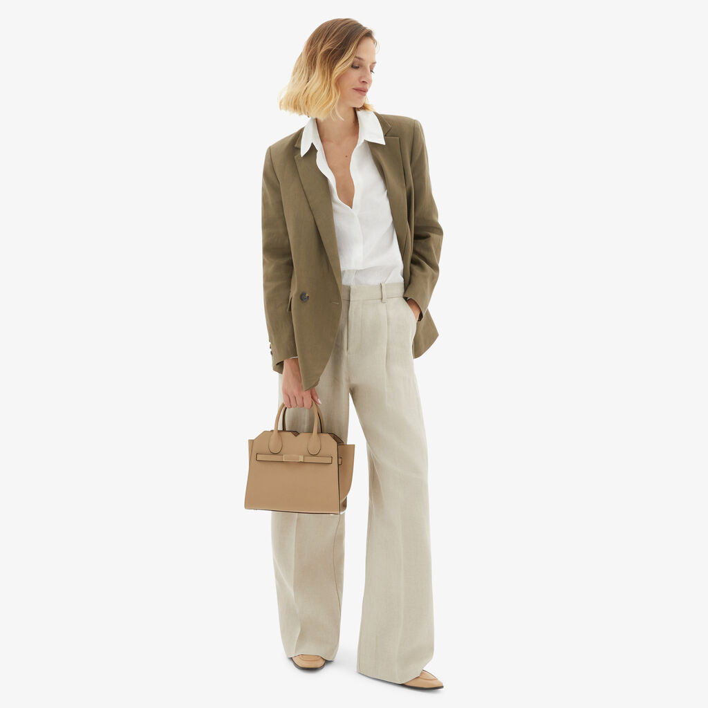 Valextra Borsa a mano da Donna in Pelle Beige di Lusso | Valextra Consegna Veloce