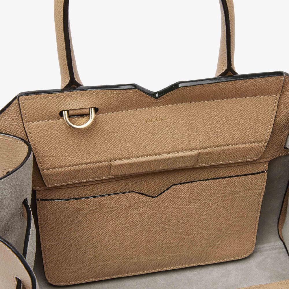 Valextra Borsa a mano da Donna in Pelle Beige di Lusso | Valextra Consegna Veloce