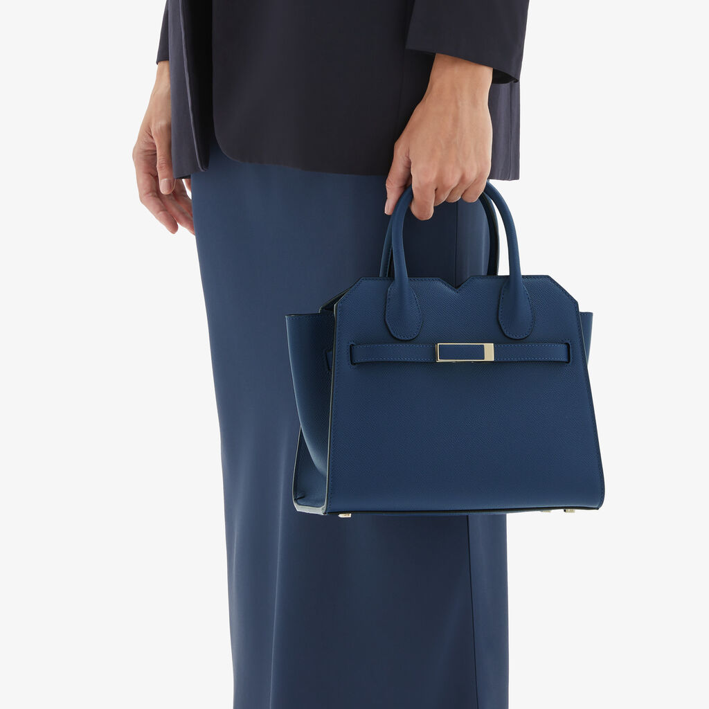 Valextra Borsa due manici da Donna di Lusso in Pelle Blu Zaffiro | Valextra Fino Al -60%