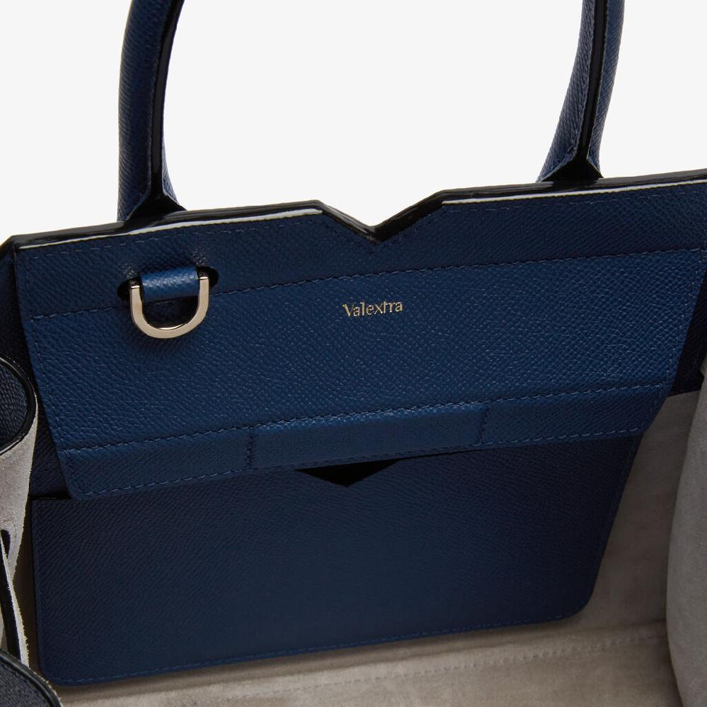 Valextra Borsa due manici da Donna di Lusso in Pelle Blu Zaffiro | Valextra Fino Al -60%