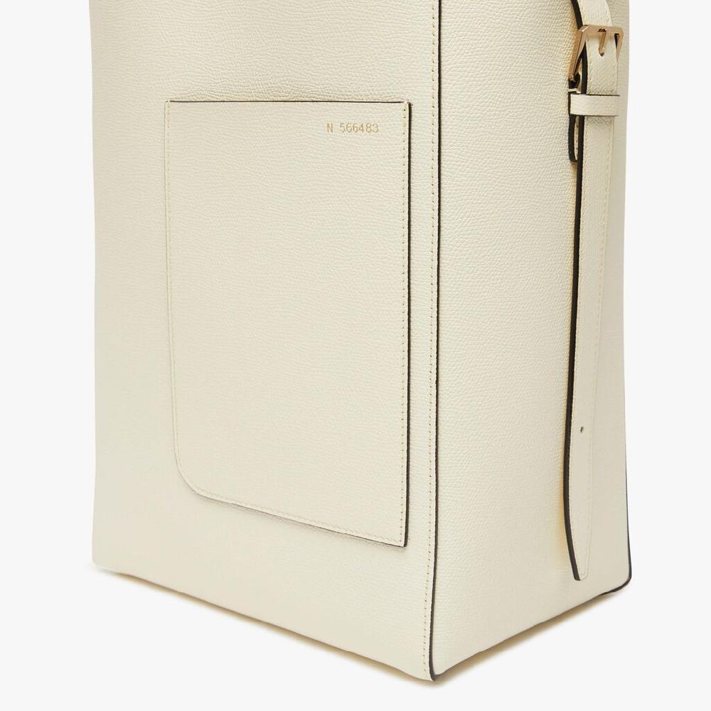 Valextra Borsa a secchiello da Donna Media in Pelle Bianca | Valextra Soft Prezzo Ridotto