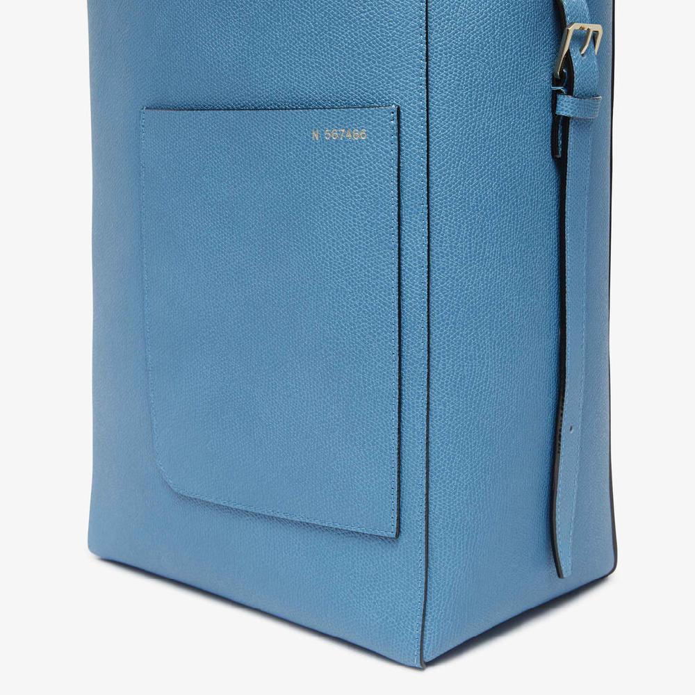 Valextra Borsa a secchiello da Donna Media in Pelle Azzurra | Valextra Soft Sottocosto