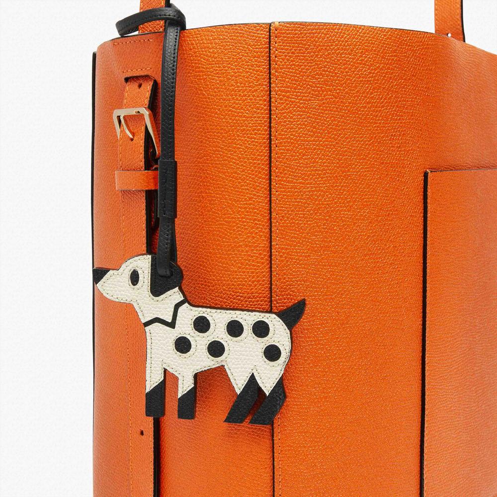 Valextra Charm cagnolino di Lusso in Pelle Bianca e Nera | Valextra Negozio