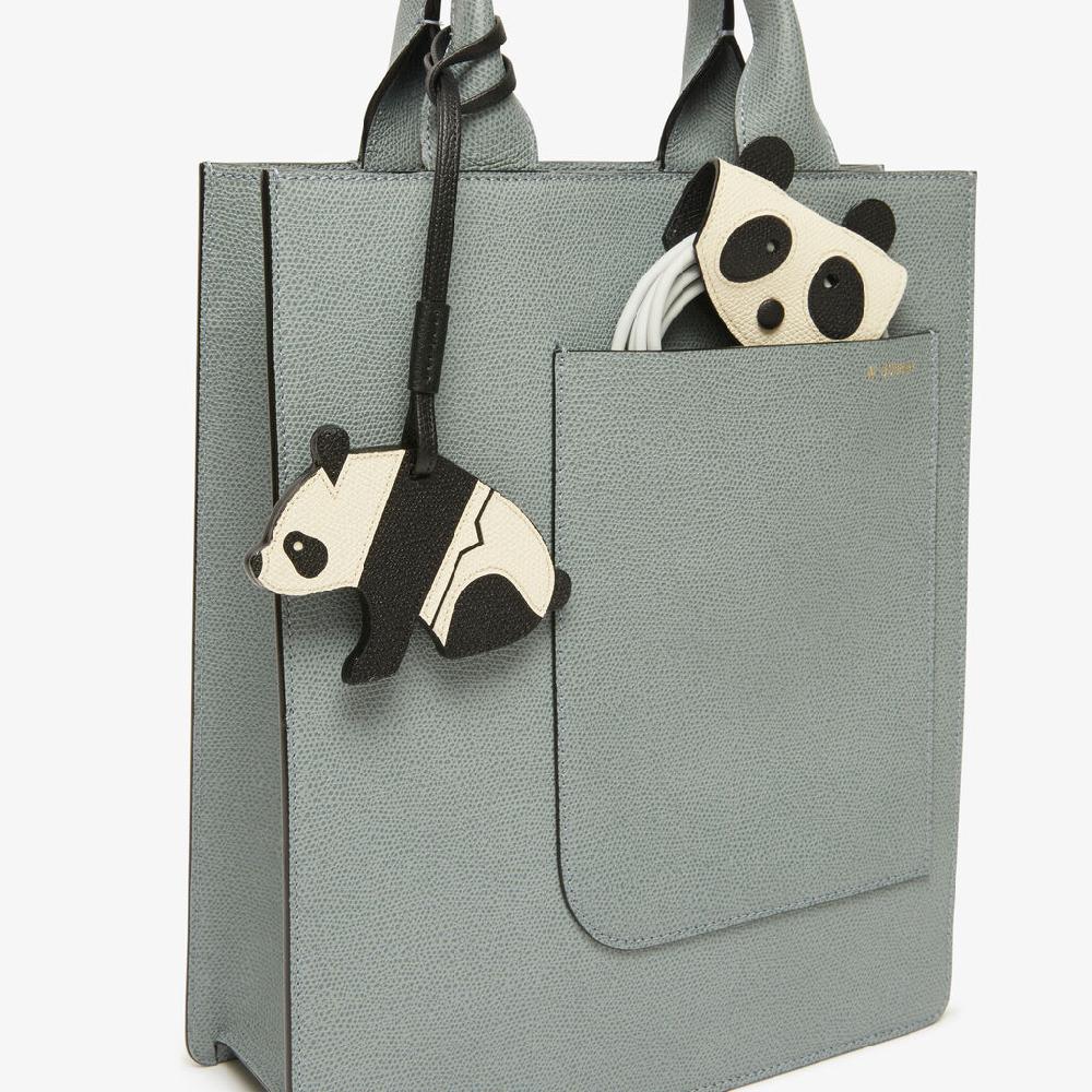 Valextra Charm per borsa Panda in Pelle Bianca e Nera | Valextra Nuova