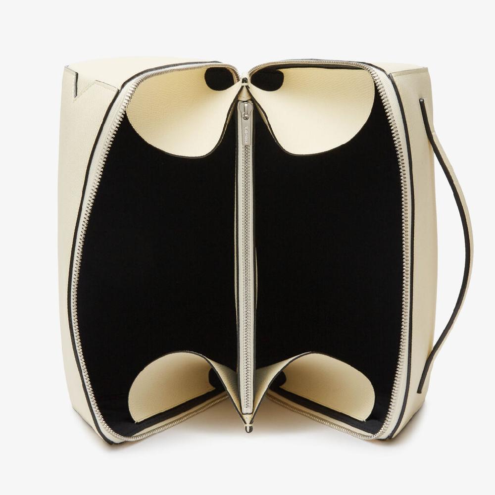 Valextra Beauty case da Donna di Lusso in Pelle Bianca | Valextra V-Line Moda