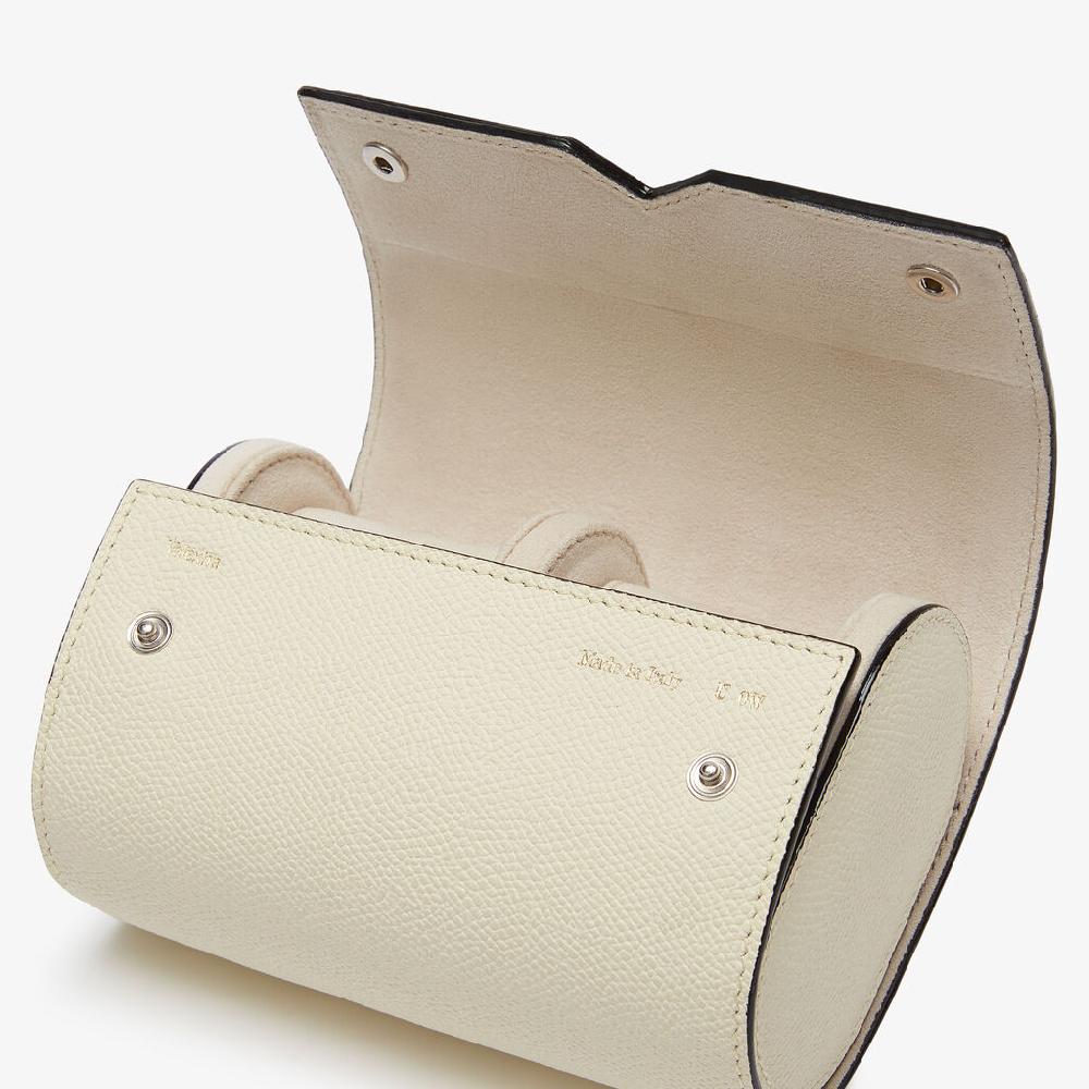 Valextra Porta orologio doppio da Donna in Pelle Bianca | Valextra V-Line 2025