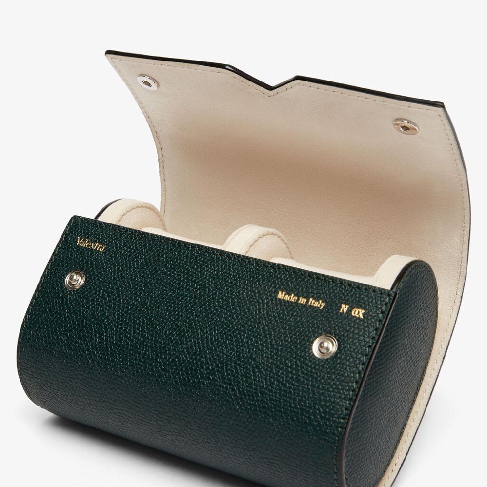 Valextra Porta orologio doppio di Lusso in Pelle Verde | Valextra V-Line Italy