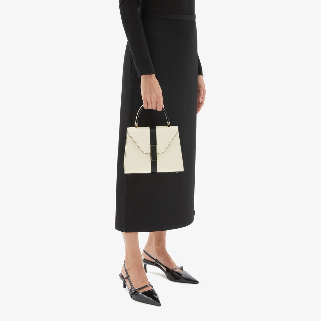 Valextra Borsa a mano Donna Lusso Pelle Bianca e Nera | Valextra Iside Italia