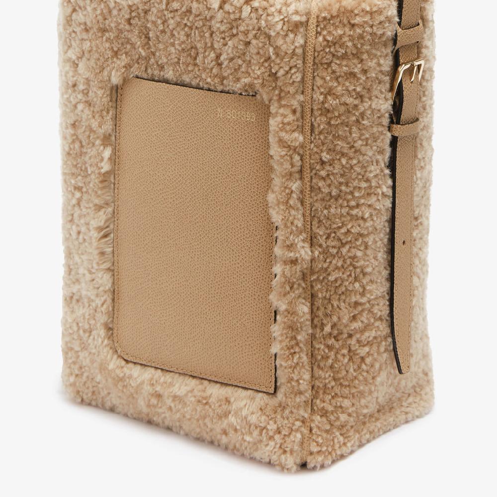 Valextra Borsa a secchiello da Donna Mini Shearling Beige | Valextra Soft Vendita