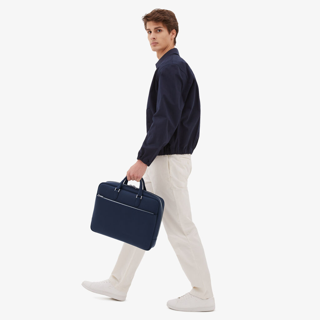 Valextra Borsa business Media in Pelle Blu | Valextra Avietta Soddisfazione Garantita