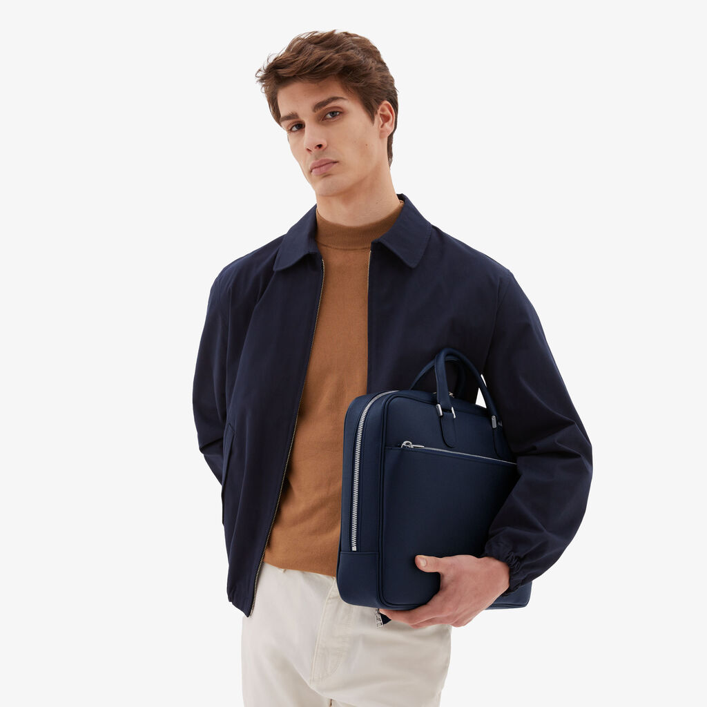 Valextra Borsa business Media in Pelle Blu | Valextra Avietta Soddisfazione Garantita