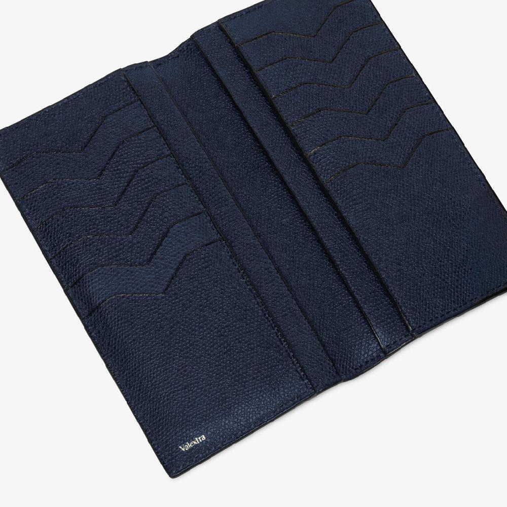 Valextra Portafoglio verticale bifold di Lusso in Pelle Blu | Valextra Negozi Online