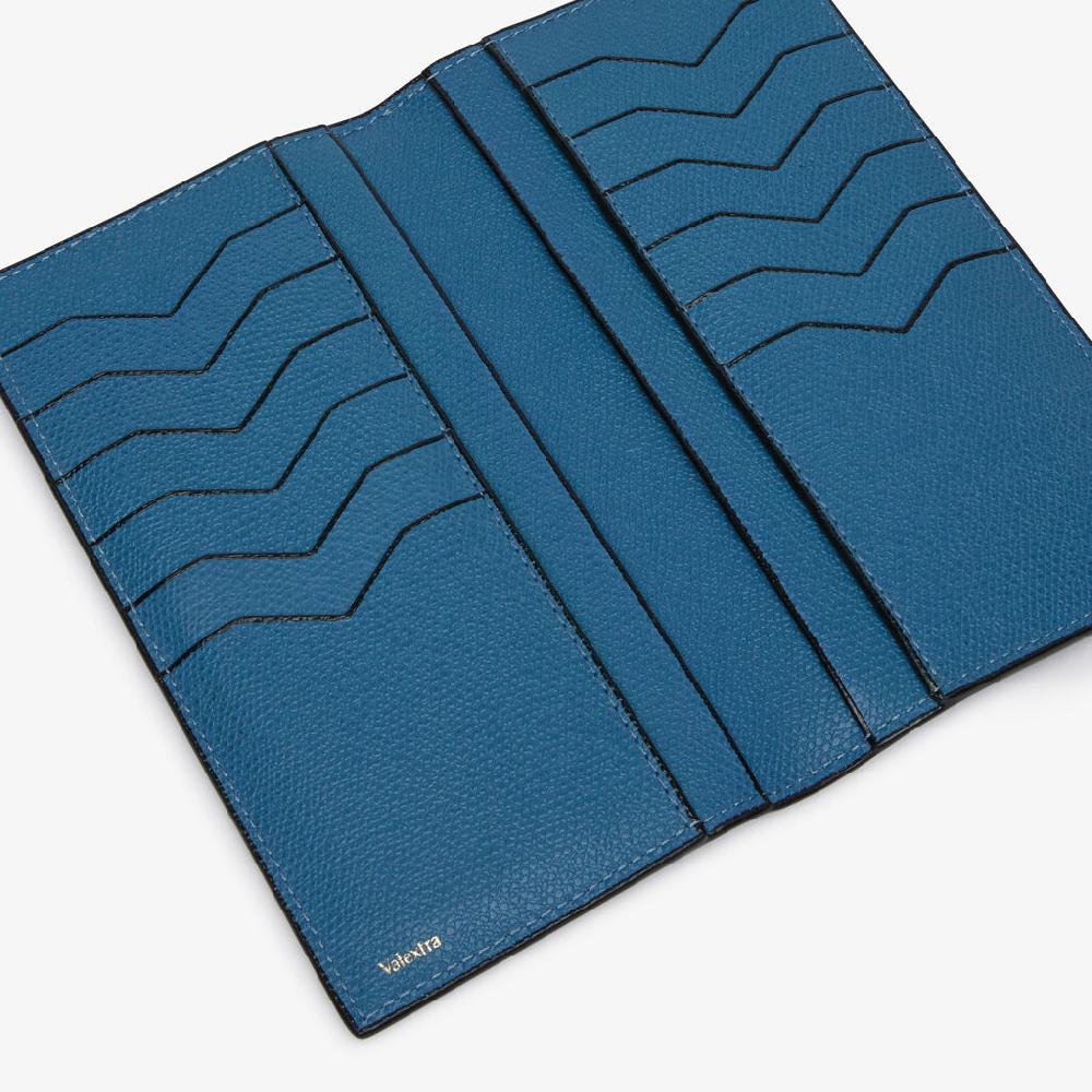 Valextra Portafoglio verticale bifold in Pelle Blu Cobalto | Valextra Consegna Veloce