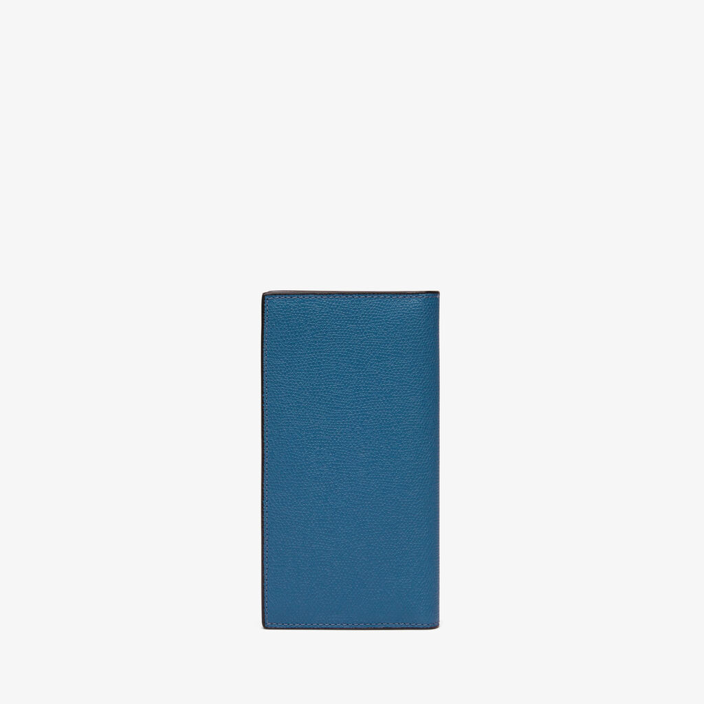 Valextra Portafoglio verticale bifold in Pelle Blu Cobalto | Valextra Consegna Veloce