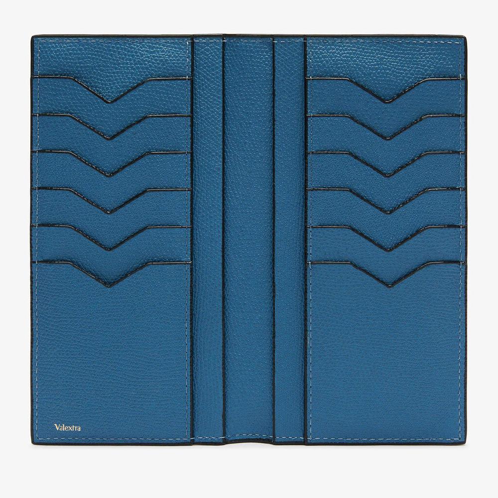 Valextra Portafoglio verticale bifold in Pelle Blu Cobalto | Valextra Consegna Veloce
