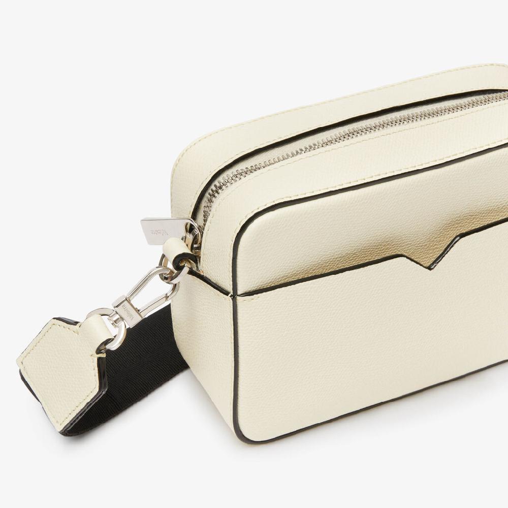Valextra Borsa a tracolla da Uomo di Lusso in Pelle Bianca | Valextra V-Line Fino Al -60%
