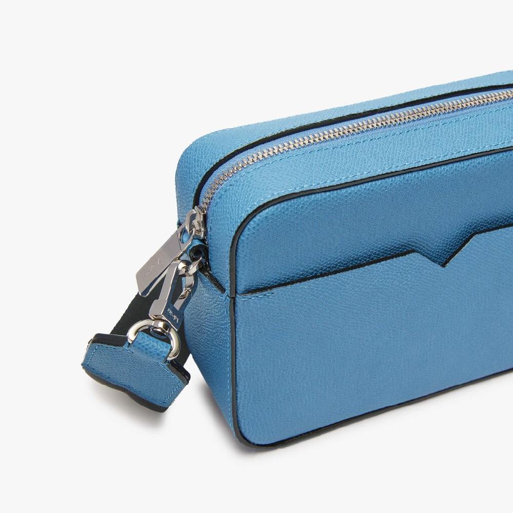Valextra Borsa a tracolla Uomo di Lusso in Pelle Azzurra | Valextra V-Line Shopping Online