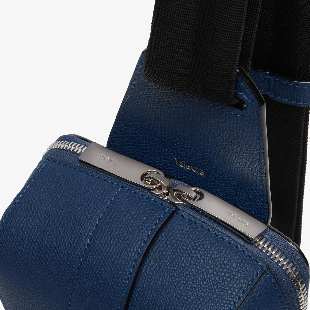 Valextra Zaino monospalla Uomo in Pelle Blu Zaffiro | Valextra V-Line Affare Del Giorno