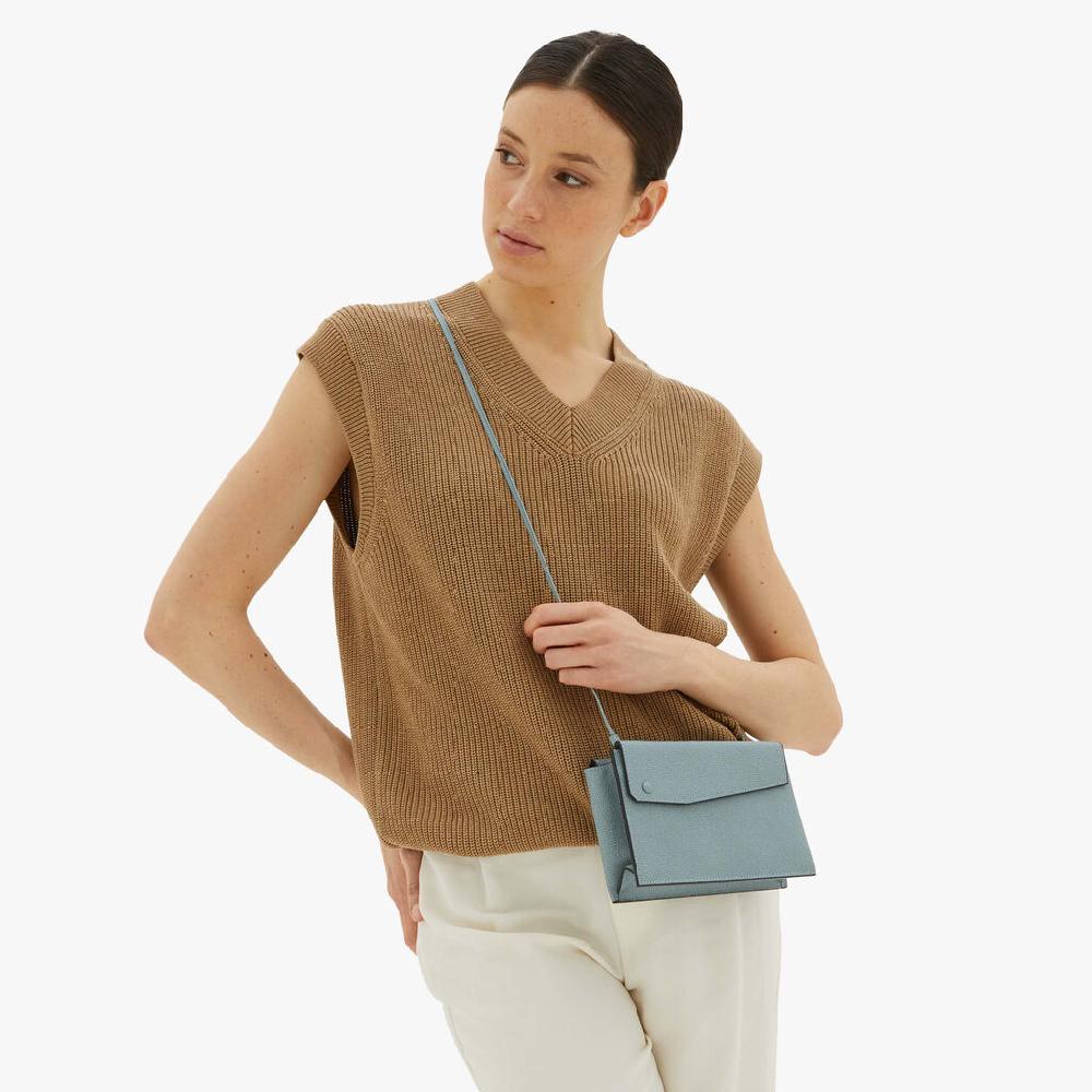 Valextra Borsetta piccola Mini in Pelle Blu | Valextra Pocket Sconto