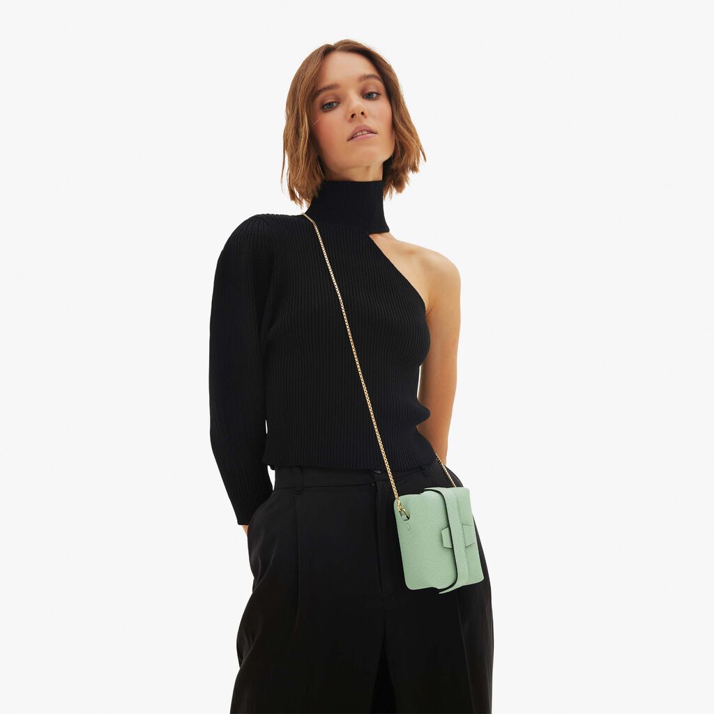 Valextra Borsa a tracolla Nano in Pelle Verde Acqua | Valextra Tric Trac Outlet