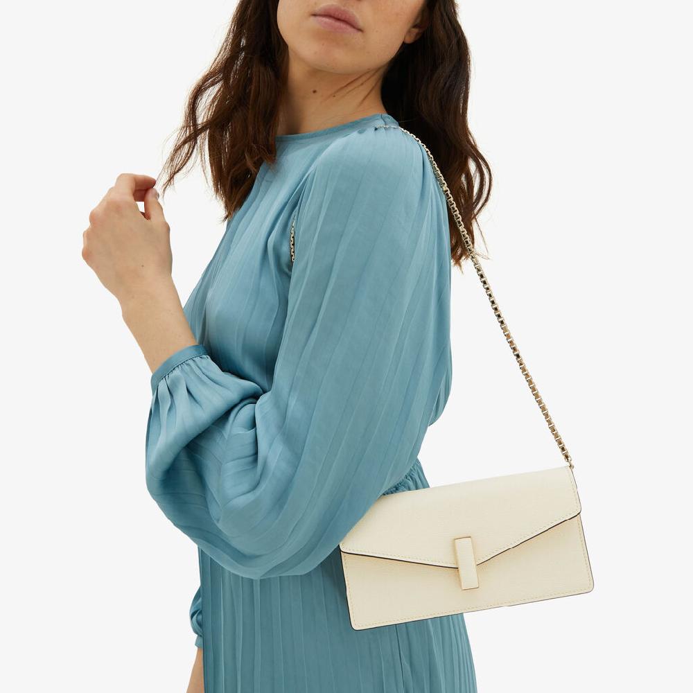 Valextra Pochette in Pelle Bianca con tracolla | Valextra Iside Offerte