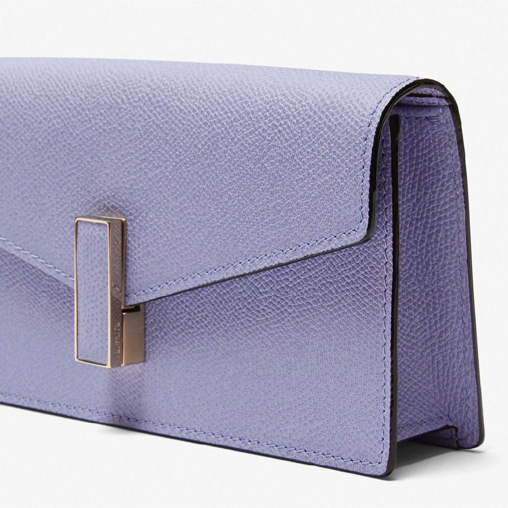 Valextra Pochette minimal da Donna in Pelle Lilla | Valextra Iside Vendita Calda