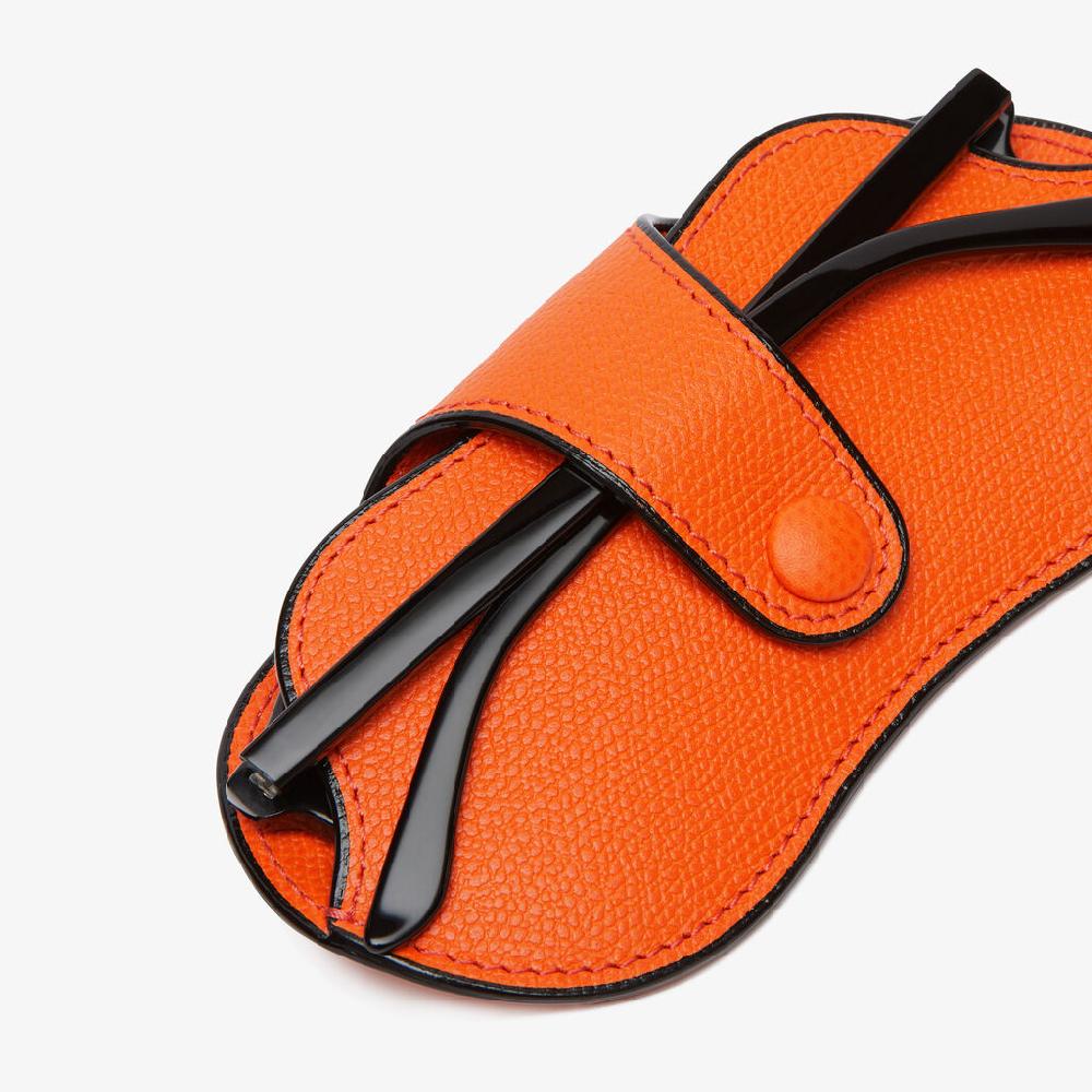 Valextra Custodia occhiali in Pelle Arancione | Valextra piccola pelletteria Spedizione Gratuita