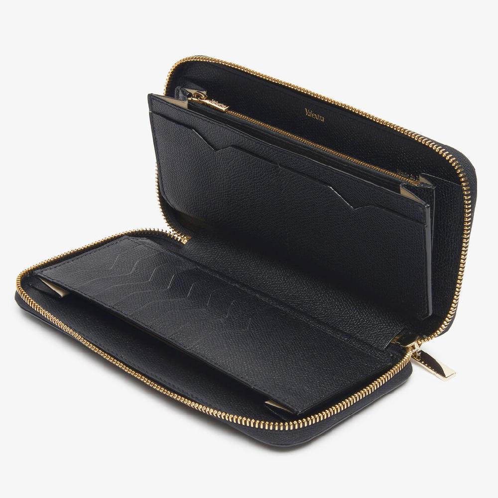 Valextra Portafoglio da Donna di Lusso in Pelle Nera | Valextra Zip Around Pezzi Unici