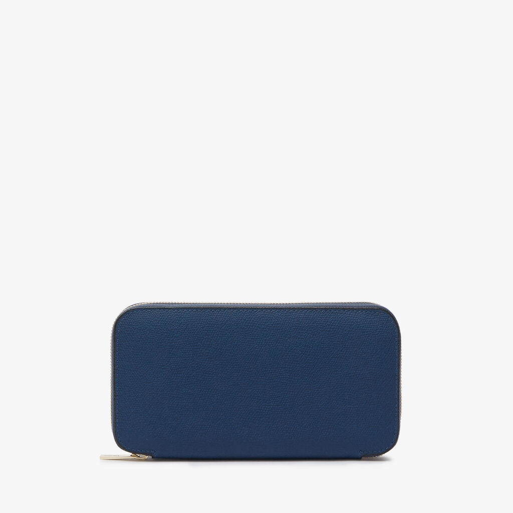 Valextra Portafoglio da Uomo in Pelle Blu Zaffiro | Valextra Zip Around Soddisfazione Garantita
