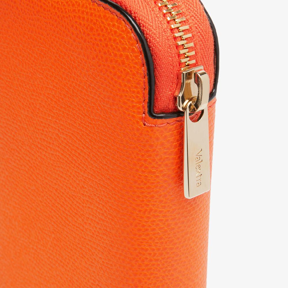 Valextra Portafoglio da Donna in Pelle Arancione | Valextra Zip Around Qualità Garantita
