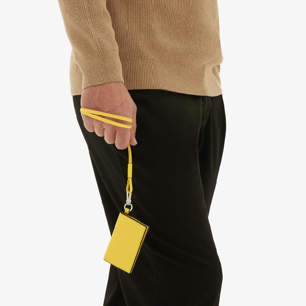 Valextra Porta carte con laccio da Donna in Pelle Gialla | Valextra Sottocosto