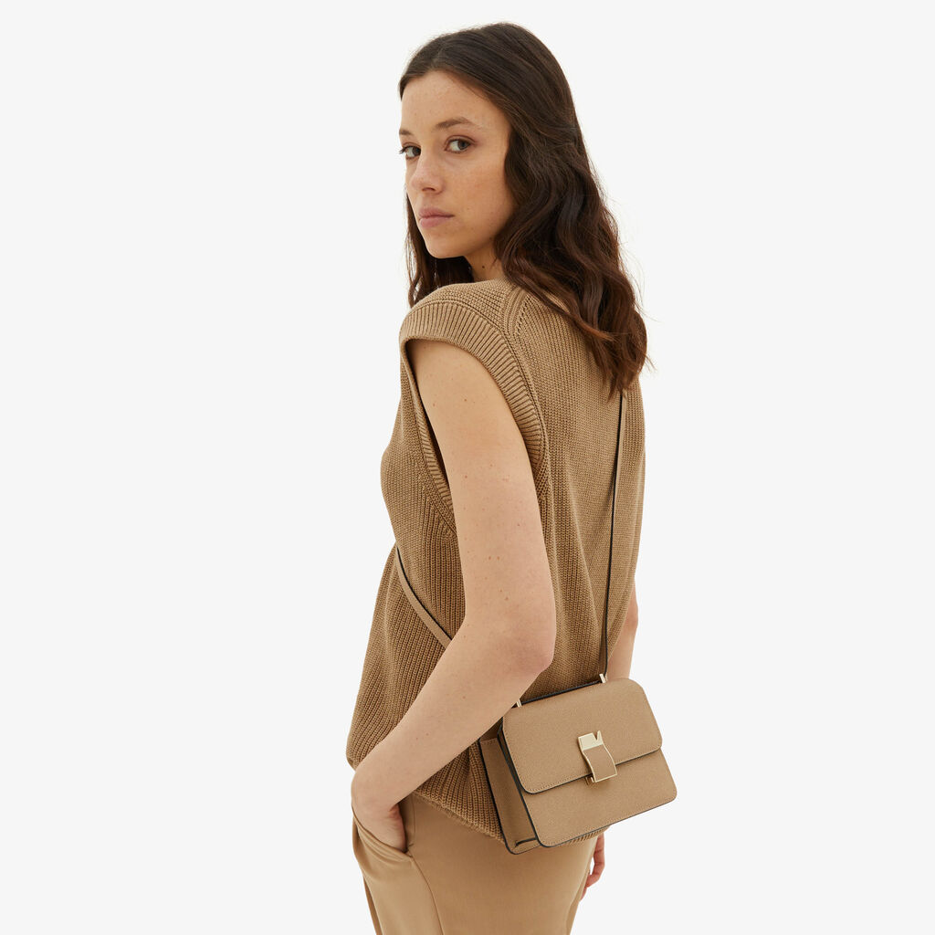 Valextra Borsetta a tracolla Mini da Donna in Pelle Beige | Valextra Presa