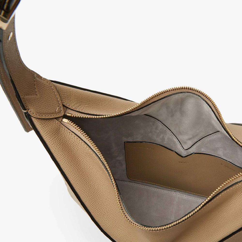 Valextra Borsa hobo da Donna di Lusso in Pelle rigida Beige | Valextra Vivi Offerta