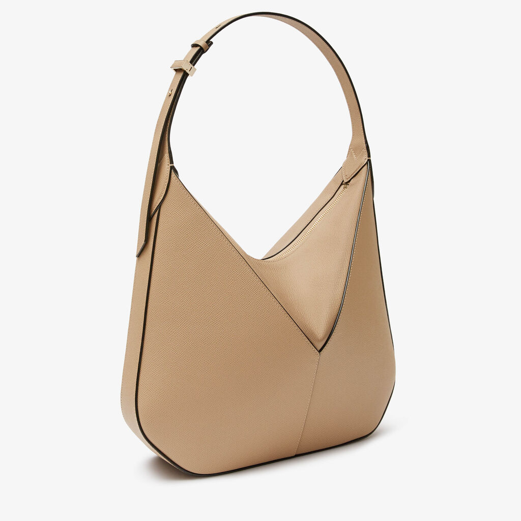 Valextra Borsa hobo da Donna di Lusso in Pelle rigida Beige | Valextra Vivi Offerta