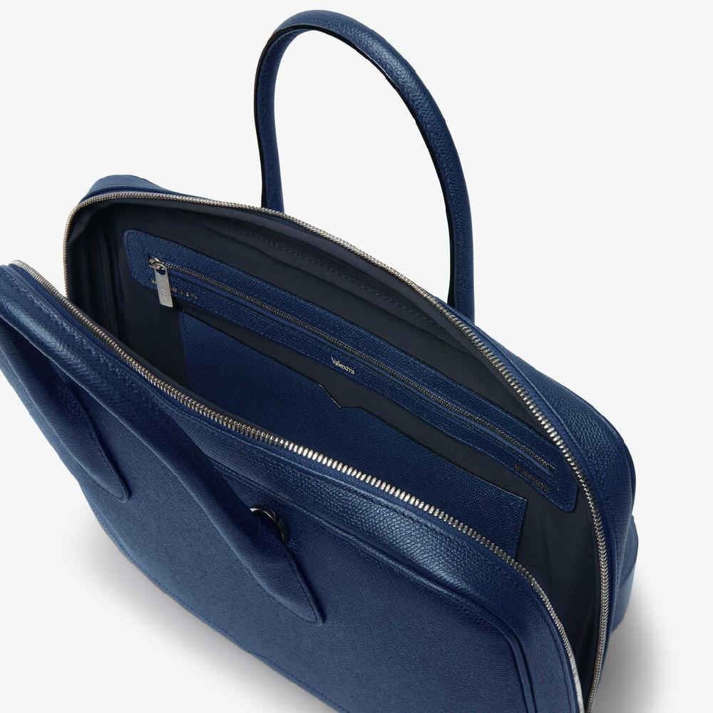 Valextra Borsa da computer Uomo in Pelle Blu Zaffiro | Valextra My Logo Saldi