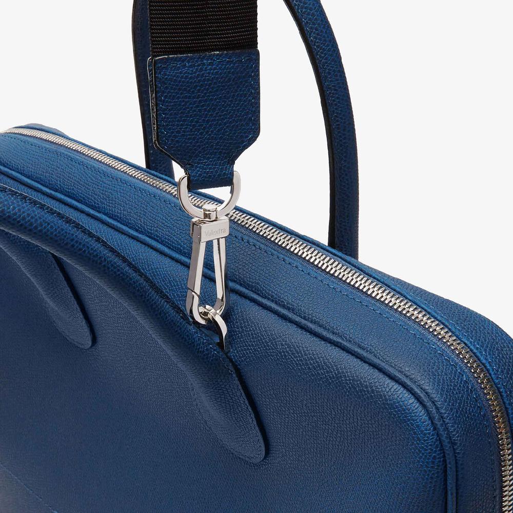 Valextra Borsa da computer Uomo in Pelle Blu Zaffiro | Valextra My Logo Saldi