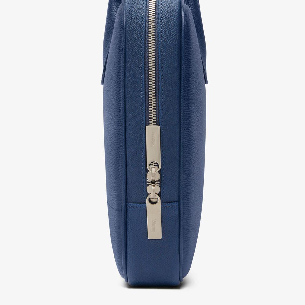 Valextra Borsa da computer Uomo in Pelle Blu Zaffiro | Valextra My Logo Saldi