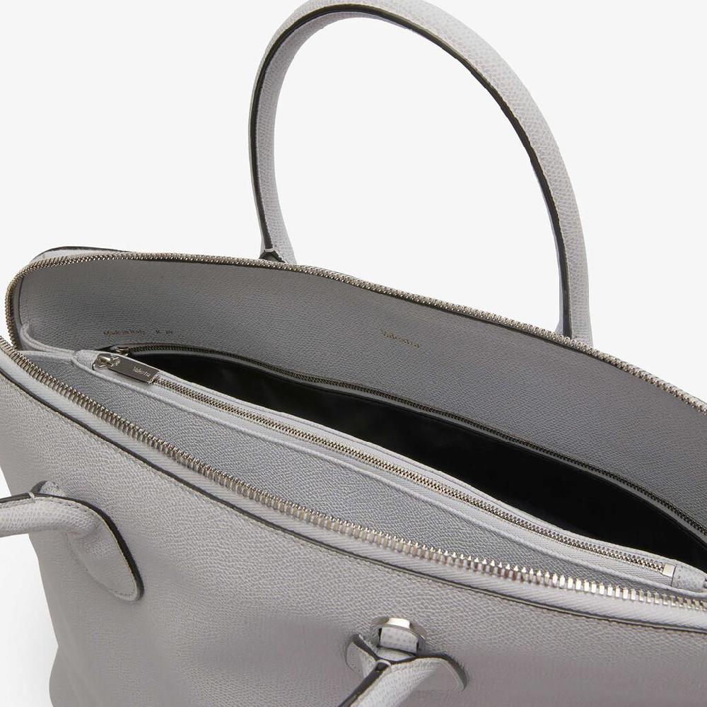 Valextra Borsa tote da Uomo in Pelle Grigia Sasso | Valextra My Logo Vendita Calda