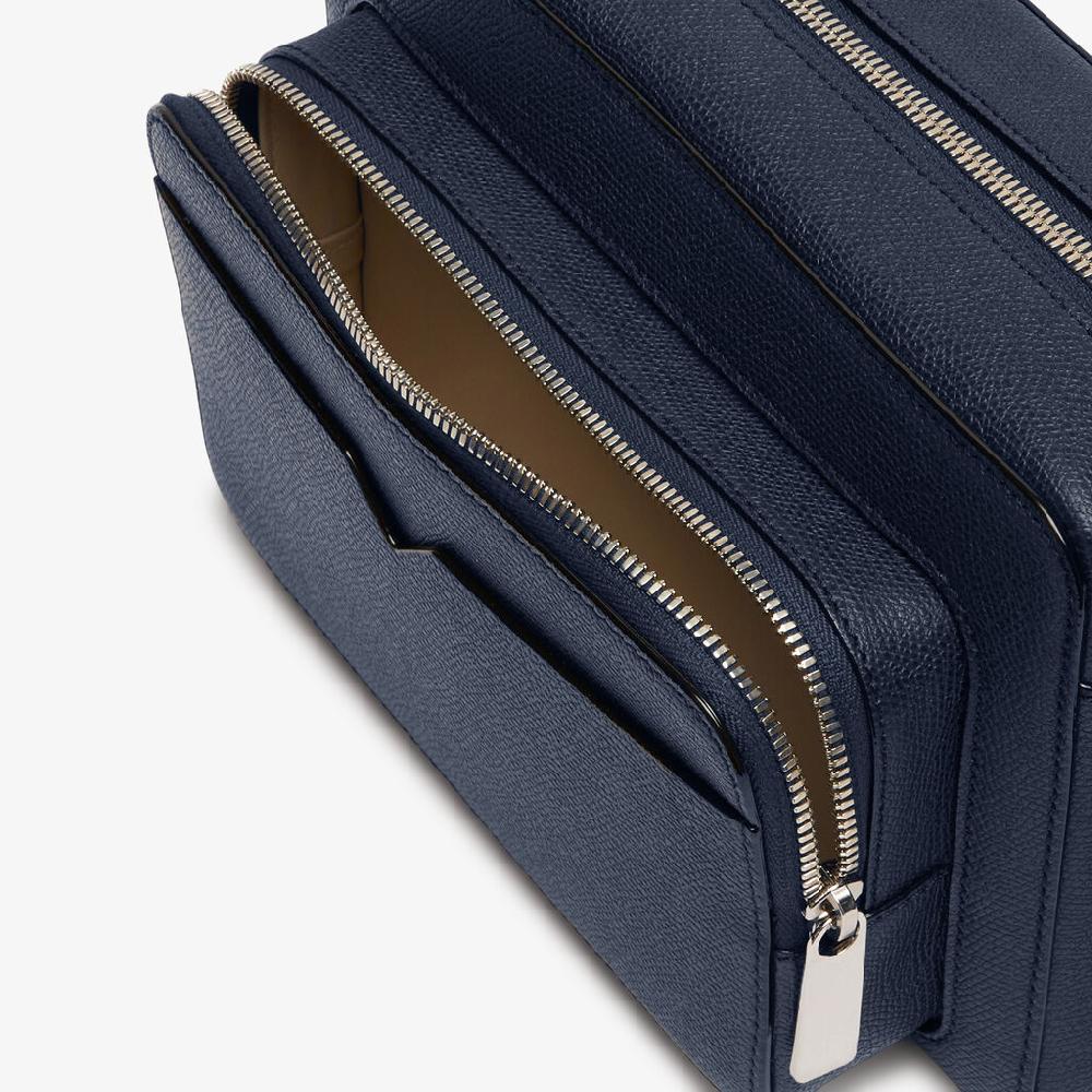 Valextra Borsetta Reporter in Pelle Blu con zip | Valextra V-Line Vendita Economica