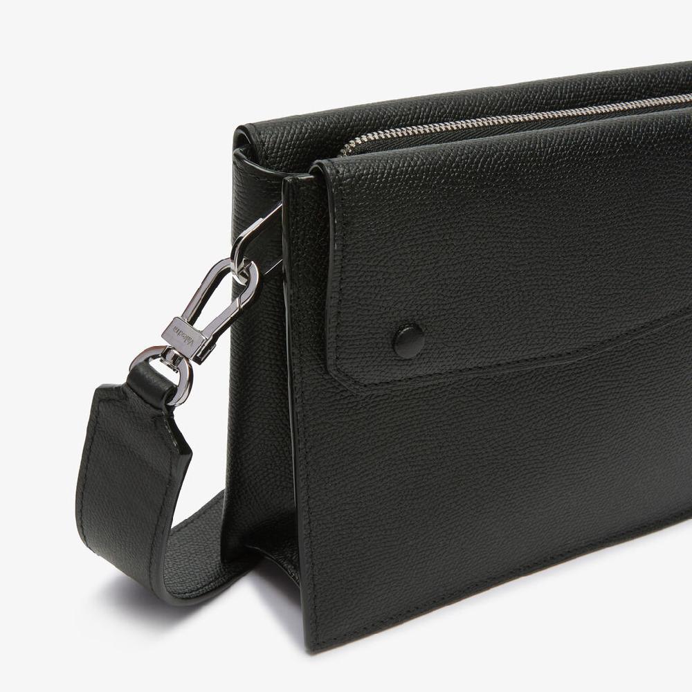 Valextra Borsa a tracolla da Uomo in Pelle Nera | Valextra Pocket Negozio